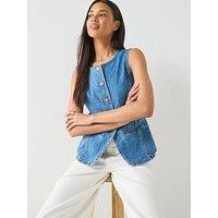 Only Giulina Sleeveless Button Front Waistcoat - Blue
