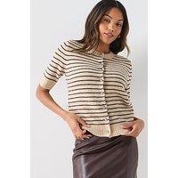 Only Chester Short Sleeve Striped Cardigan - Cream