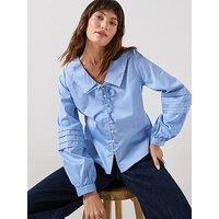 Jdy Willow Long Sleeve Collared Shirt - Blue