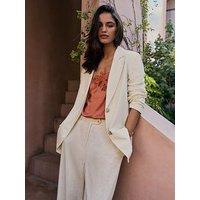 Friends Like These Boyfriend Blazer With Linen - Beige