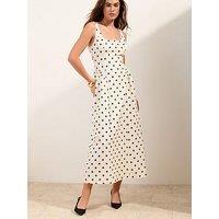 Friends Like These Spot Print Full Skirt Prom Midi - Cream