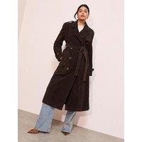 Friends Like These Suede Trench Coat - Brown