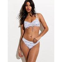 New Look Sun Print High Leg Hipster Bikini Bottoms - Blue
