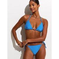 New Look Mid Shell Trim Triangle Bikini Top - Blue