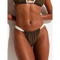New Look Wide Strap Tanga Bikini Bottoms - Brown