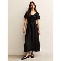 New Look Milkmaid Puffed Sleeve Midi Dress - Black