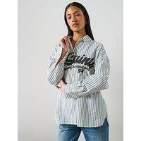 Allsaints Adrianne Long Sleeve Shirt - Blue/White