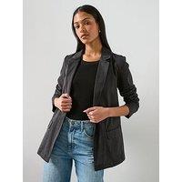 Allsaints Aleida Open Front Denim Blazer - Washed Black