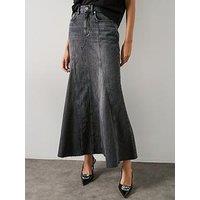 Allsaints Alma Denim Maxi Skirt - Washed Black