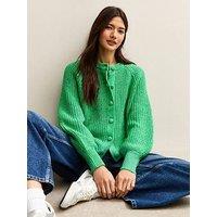 New Look Ribbed Knit Raglan Sleeve Cardigan - Green