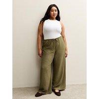 New Look Curve Wide Leg Beach Trousers - Khaki