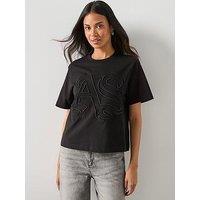Allsaints Lisa Embossed Short Sleeve T-Shirt - Black