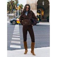 Friends Like These Cropped Double Breasted Trench Coat - Brown