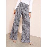 Friends Like These Boucle Stretch Wide Leg Trouser - Blue