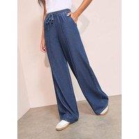 Friends Like These Pintuck Elasticated Wide Leg Jeans - Blue