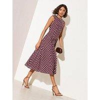 Friends Like These Linen Blend Sleeveless Princess Seam Spot Midi - Brown
