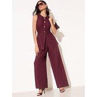 Friends Like These Button Peplum Waistcoat Jumpsuits - Red