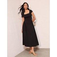 Friends Like These Square Neck Sculpting Stretch Midaxi Dress - Black