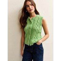 New Look Crew Neck Cable Knit Waistcoat - Green