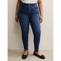 New Look Curves Yazmin High Waisted Slim Leg Jeans - Dark Blue