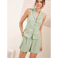 Friends Like These Linen Collared Waistcoat - Green