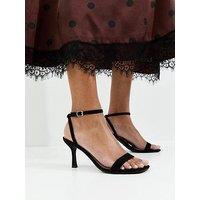 New Look Black Faux Suede Square Top Stiletto Sandals