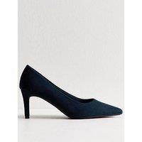 New Look Navy Faux Suede Mid Stiletto Heel Court Shoes - Blue