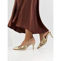 New Look Faux Leather Cut Out Slingback Court Shoes - Gold