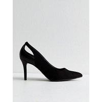 New Look Wide Fit Black Faux Suede Cut Out Court Shoes