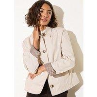 Friends Like These Short Trench Coat With Check Lining - Beige