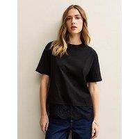 New Look Lace Hem Boxy Top - Black
