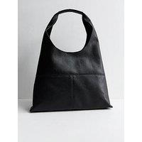 New Look Faux Leather Panelled Hobo Shoulder Bag - Black