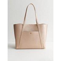 New Look Camel Faux Leather Front Pocket Tote Bag