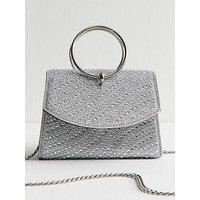 New Look Silver Diamant&Eacute; Embellished Round Top Handle Bag