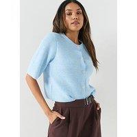 Pieces Pcsilly Short Sleeve Knit Cardigan - Blue