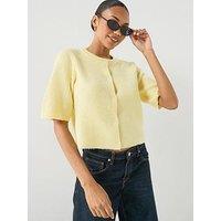 Pieces Pcsilly Short Sleeve Knit Cardigan - Pale Banana