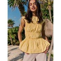Friends Like These Shirred Cotton Top - Yellow