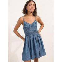 Friends Like These Shirred Cami Mini Dress - Blue