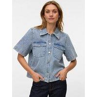 Vero Moda Short Sleeve Denim Shirt - Light Blue