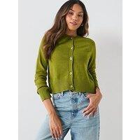 Only Long Sleeve Cropped Cardigan - Green