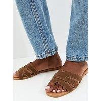 New Look Tan Faux Suede Interwoven Strap Flat Mule Sandals
