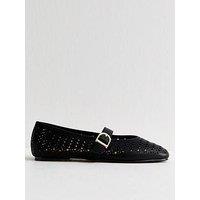 New Look Faux Leather Lazor Cut Mary Jane Shoes - Black
