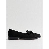 New Look Faux Suede Bow Applique Loafer - Black