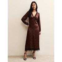 New Look Polka Dot Tea Midi Dress - Brown