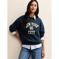 New Look Navy York Logo Crew Neck Sweatshirt - Blue