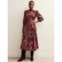 New Look Floral Cropped Sleeve Midi Dress - Purple