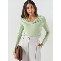 Aware Awvalerie Long Sleeve Cowl Neck Top - Green