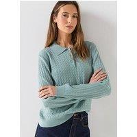 Aware Awvina Long Sleeve Knit Polo - Blue