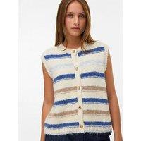 Vero Moda Kira Sleeveless Stripe Knitted Vest - Grey