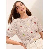 Friends Like These Crochet Embroidered Top - Cream
